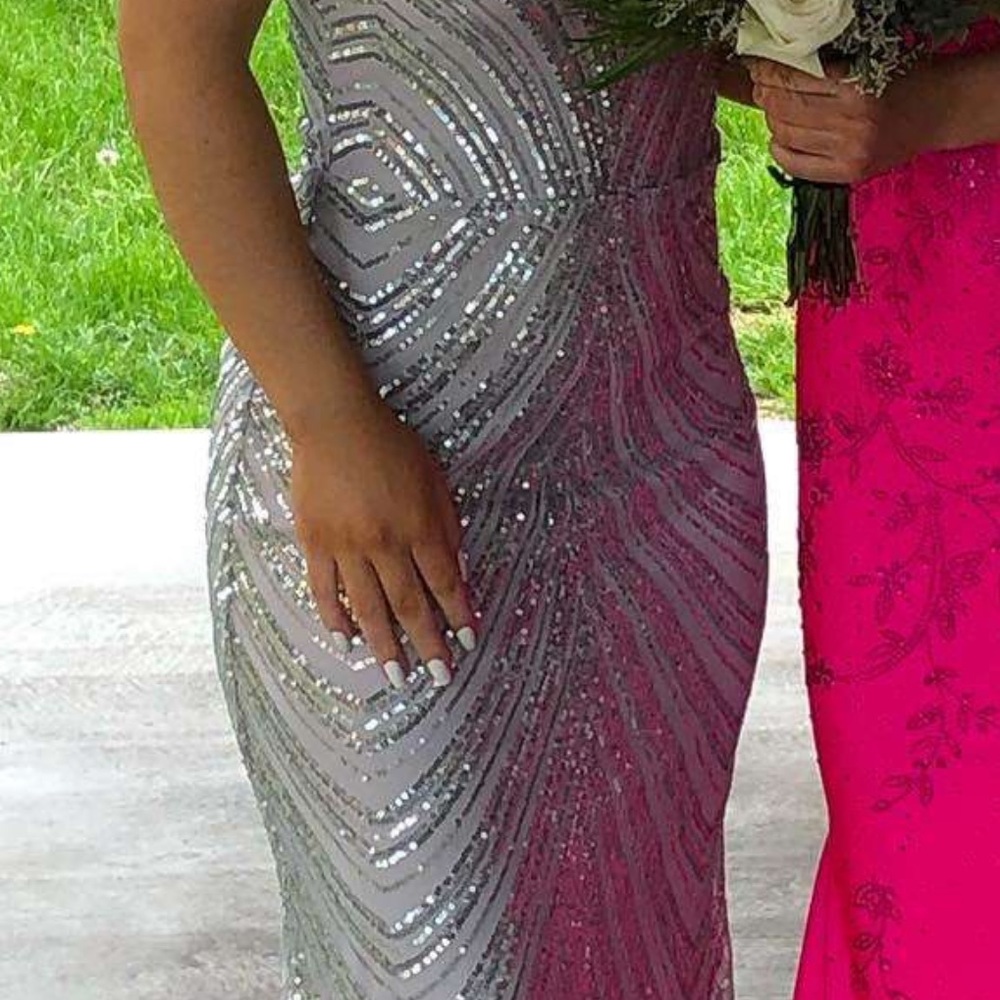 Beautiful used/ like new silver prom dress!